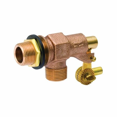 HOMEWERKS B & K 109-814 Tank Float Valve, 3/4 in, Male x Male, 20 TPI Rod, 1/4 in L Rod, Bronze Body 109814